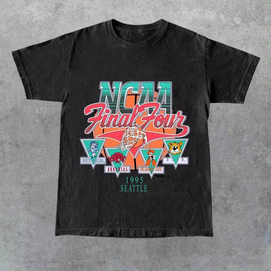 1995 NCA Final Four Official Game Shirt, Graphic Vintage Sports Tees Summer Shirts For Men, Gift For Her, Gift For Him, Gift For Friend - màu đen - Xem 1