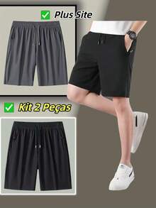 Men's Bermuda Shorts Kit Plus Size G1 G2 G3 G4 Polyamide Ice Silk Gym Elastane Casual Quick Dry - 灰 - 查看 2