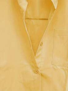 Casual Loose Oversized Shirt Linen Solid Long Shirts Korean Fashion Midi Shirts & Blouses Women Clothing Plus Size Tops - 黃色 - 查看 5