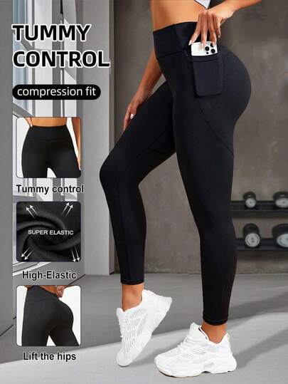 Women's High Waist Tummy Control Yoga Pants With Pockets - Seamless Shapewear Leggings For Workout, Gym, Running And Everyday Wear