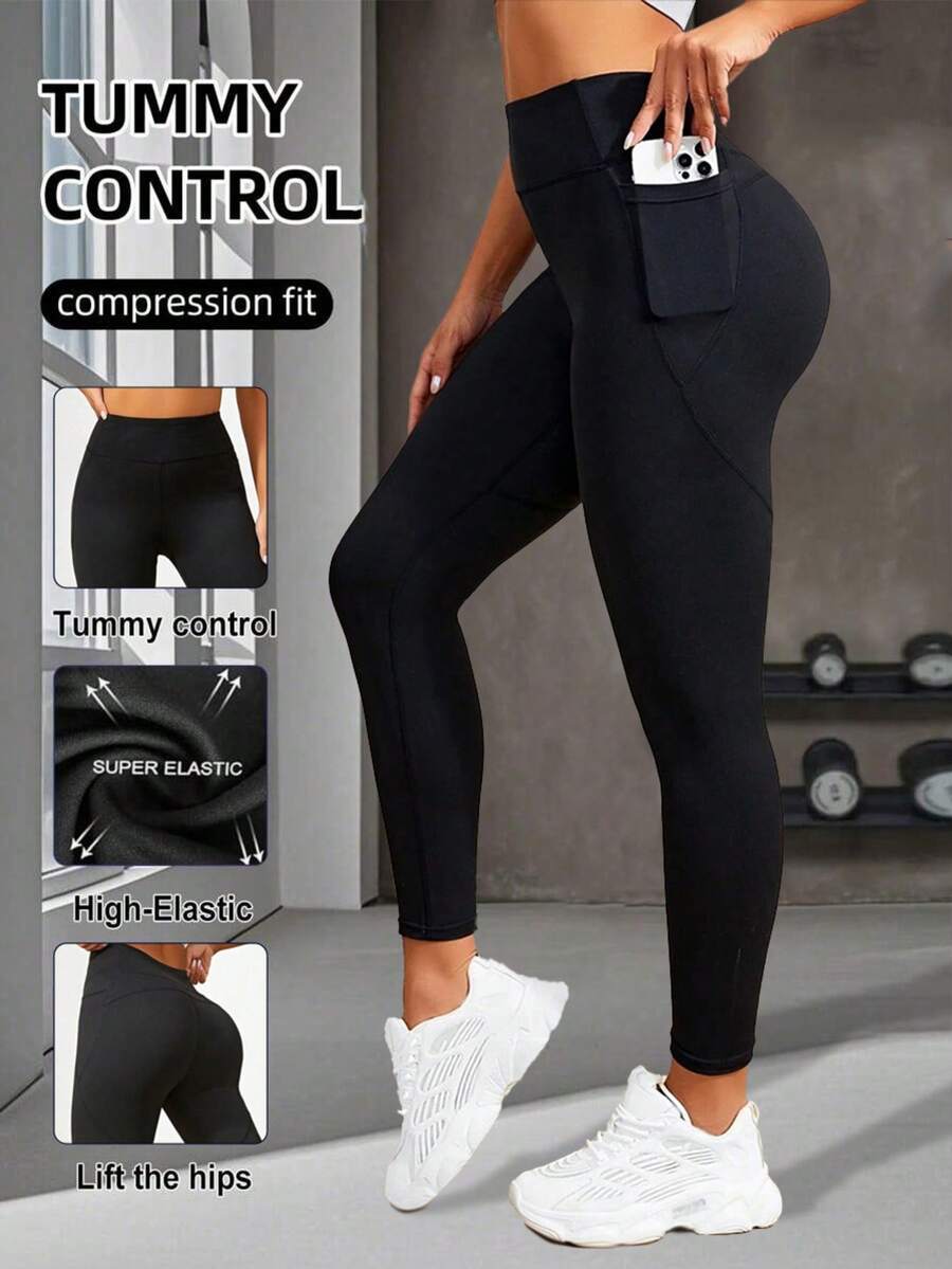 Women's High Waisted Booty Lifting Leggings With Pockets - Sculpting Seamless Tummy Control Gym Yoga Workout Pants, Squat Proof Comfy Athletic Tights For Running Daily Wear