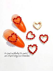 10Pcs Heart-Shaped Rhinestone Nail Art Decorations, 3D Metal Heart Nail Jewelry Accessories Suitable For Girls And Women Nail Supplies Nails Nail Charms Nail Gems
