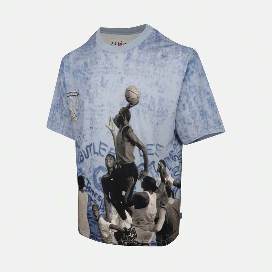 Nike Men's AS AIR JDN 85 GX SS CREW Short Sleeve T-Shirt, Knit Crew Neck, THJ2363-427 - Blue - View 1