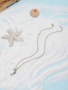 1 Stück modischer, personalisierter Hai-Halskette aus Naturstein mit Strand- und Ozean-Motiv