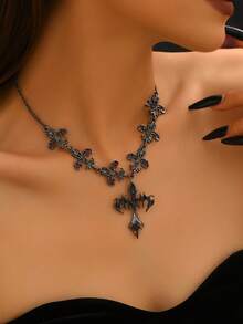 1 件哥特式十字架吊坠 Y 型项链，时尚经典复古项链，适合万圣节、派对、日常佩戴，送给家人和朋友的礼物 - 黑色 - 查看 2