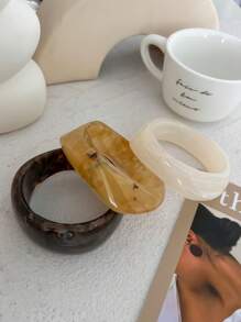 3 件套夸张不对称树脂半透明手链，女士适用，独特百搭 - 彩色 - 查看 9