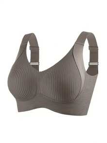 Elegant Women's Chest Push Bra - Comfortable, No Steel Rings, Fully Covered, With Decorative Bow Details, Opaque Nylon Blend, Suitable For Mature Women, Supportive Underwear | Elegant Small Chest Bra | Nylon Blend Fabric - 彩色 - 查看 8