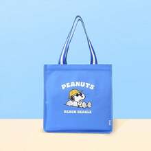 Miniso Snoopy Seaside Diary Series Blue Square Shoulder Shopping Bag, Square Design Offers Large Capacity, Convenient And Fashionable For Daily Outings (1 PC) - Blue - View 1