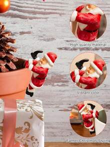 1 pieza Decoración de maceta trepadora navideña, Estatua de Santa Claus y muñeco de nieve para maceta, Estatua de gnomo de resina para decoración navideña, regalo para decoración del hogar, patio y jardín en Navidad. Adecuado para decoración navideña del hogar, decoración de la habitación, decoración del dormitorio.