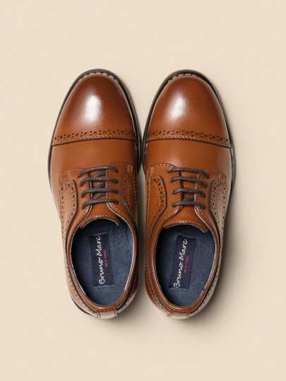 Boy's Classic Oxfords Dress Shoes Smooth PU Upper Comfortable Suitable For Back To School Daily Wear Brown Shoes