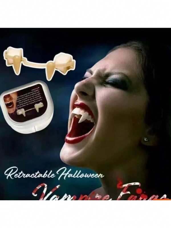 1 pieza Dientes falsos de vampiro zombie con colmillos ensangrentados, accesorio de disfraz de Halloween