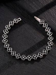 1pc Fashionable Colorful Four-Leaf Clover Copper Zirconia Bracelet For Men, Punk Hip-Hop Men's Bracelet, Suitable For Daily Wear - Bracelet - View 19