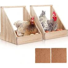 2 Pack Chicken Nesting Box, Wooden ,  Accessories, Chicken Laying Nest Box For Poultry Farm, Poultry Nesting Boxes With Nest Box Pads