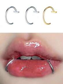 3 件/2 件/1 件银色朋克风格无孔唇环时尚个性化唇环，男女皆宜