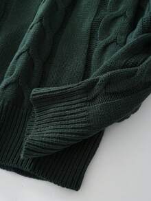 1pc Men's Christmas Sweater, Acrylic Knit Fabric, Green Fashionable Cable Knit Texture, Vintage Style For Home, Travel, School, Versatile, Excellent Gift For Men, Fall Winter, Grunge Style
