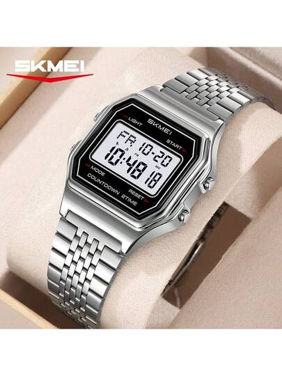 Skmei SKMEI 2465 Luxe Man Digital Horloge Clear Stainless Steel Rectangle Display Small Business Wristwatch