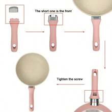 6.3英寸带盖煎锅和炖锅，粉色不粘锅具套装，适用于煎蛋、加热牛奶、蒸包子，单人份，适用于燃气灶和电磁炉 - 粉色 - 查看 5