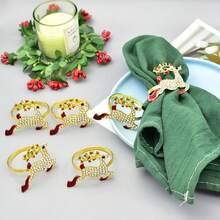 1 قطعة/6 قطع/12 قطعة من حلقات المناديل ذات العناصر الكريسماسية، حلقات معدنية ذهبية دائرية، حاملات مناديل بلون واحد صلب، حلقات معدنية مصقولة من السبائك، بتصميم منقوش مجوف، ديكور عيد الميلاد، ديكور طاولة الطعام، حفلات الزفاف والأعياد والولائم - متعدد الألوان 1 - مشاهدة 8