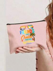 Set de geantă cadou pentru machiaj de călătorie cu tematică de croazieră, geantă de machiaj/toaletă, geantă de machiaj cu fermoar, organizator de toaletă cu fermoar, husă pentru telefon cu fermoar, penar, suport pentru pensule de machiaj, potrivit pentru femei, fete, mame, surori, prietene, pasionate de croazieră, esențială pentru călătorii la facultate, călătorii în vacanță, geantă cosmetică/organizator de machiaj pentru femei