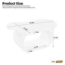 Modern Cloud Coffee Table With 1.5" Thick Tabletop, Cream Style Irregular End Table With Curved Legs, Unique Design Accent Table With Round Edge For Living Room, Apartment, White