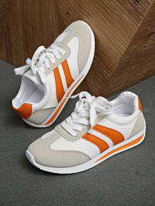 女士休闲运动鞋2025春秋新款拼接设计平底日常通勤舒适百搭简约小白鞋学生鞋时尚低帮复古阿甘鞋女夏季休闲平底防滑拼接彩色户外运动鞋春秋 - 芥末黃 - 查看 7