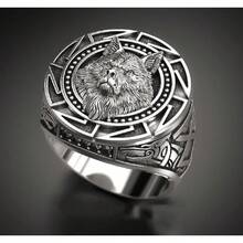 Slavic Wolf Ring Viking Rings For Men, Norse Viking Nordic Wolf Head Ring, Retro Wolf Totem 925 Silver Rings, Wolf Signet Rings, Amulet Ring, Animal Wolf Jewelry For Men (11#) - 11# - 查看 2