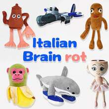 意大利 Brainrot 毛绒玩具，Bombardiro Crocodilo 毛绒玩具，柔软可爱的毛绒动物造型毛绒玩具，适合儿童和成人