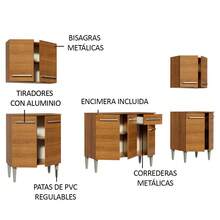 Cocina Integral Completa Modular Madesa 233cm Emilly King 01 Marron - Marrón - Ver 4