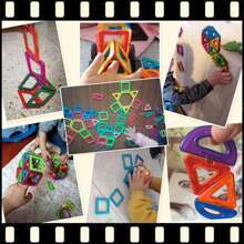 Set di blocchi di costruzione magnetici, giocattoli per bambini, giochi STEM di blocchi magnetici, giocattoli sensoriali, giochi di costruzione magnetici per bambini e bambine, giocattoli per lo sviluppo cerebrale di bambini in età prescolare e asilo, taglia media 32,56,84 pezzi