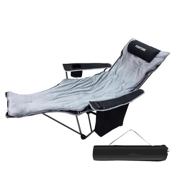 Reclining Camping Chair 4 Position With Foot Rest Comfortable For Adults 265Ibs Folding Lounger Mesh Beach Chair With Cooler