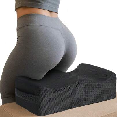 1 pieza Cojín de seat de unicolor, cojín de elevación de cadera y forma de nalgas de poliuretano utilizado para aliviar la presión en las caderas y las piernas en la oficina/hogar (tela de terciopelo negro)