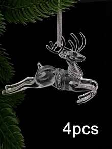 3D Acrylic Transparent Deer Hanging Ornaments, Nordic Minimalist Style Hollow Reindeer Decor, Matte Texture, Christmas Party Decoration, New Year Gift, Winter Window Display, Ice & Snow Home Decor