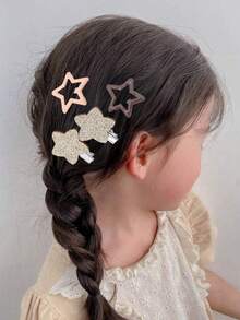 870pcs/Set Baby Girls' Basic Princess Hair Accessories Set, Including Elastic Hair Bands, Star/Butterfly Hair Clips, Pearl Flower Hair Clips, Barrettes, Suitable For Daily Use And Gift