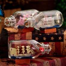 1 قطعة زجاجة أمنية بتصميم سفينة شراعية لعام 2025، ديكور مكتبي جديد، زخرفة شاطئية إبداعية، هدية عيد ميلاد/عيد الميلاد/هالوين، هدية مثالية