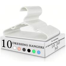 10/20/30pcs Sturdy Plastic Hangers - Non-Slip, (White, Black, Blue, Pink, Green, Gray) With Grooved Shoulders For Firm Grip - Ideal For Home Closet, Dorm And Wardrobe Organization