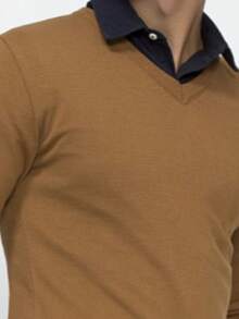Basic V-Neck Knit Top, Fall/Winter, Regular Fit - 查看 1