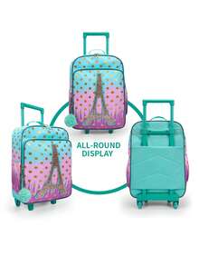 BLING BABIES Maleta de 18 pulgadas, con patrón de torre en degradado y dorado, con función de brillo en la oscuridad, adecuada para escapadas de fin de semana - Multicolor - Ver 4