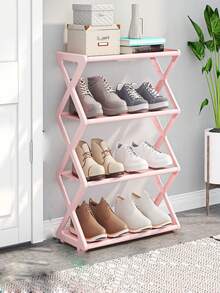 1 Giá để giày bằng nhựa gấp gọn bốn tầng, Giá để giày dày nâng cấp, Giá để giày nhiều lớp tiết kiệm không gian, chống bụi và đơn giản, Giá để giày ống thép chống bụi hình chữ X sáng tạo, Giá để giày dễ lắp ráp, Giá để giày gấp gọn, Thích hợp cho lối vào, hành lang, phòng ngủ và ký túc xá - Nhiều màu - Xem 4