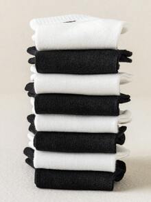 1/10/15/20 زوج جوارب أطفال/أطفال صغار، مزينة بخطوط/أحرف/أرقام باللون الأسود/الأبيض/الرمادي، تصميم كلاسيكي بسيط، قابلة للتنفس ناعمة ومريحة للبشرة، جوارب متعددة الاستخدامات مناسبة للحياة اليومية والعطلات والعودة إلى المدرسة والخارج والملابس الكاجوال، ألوان وأنماط عشوائية - متعدد الألوان - مشاهدة 4