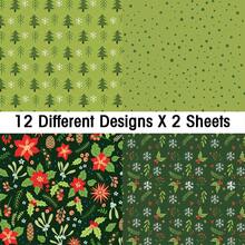 24pcs Christmas Theme Scrapbook Paper Pad - Vibrant Holiday Patterns Craft Paper For Scrapbooking, Card Making, Photo Album Decor - Perfect For Crafting And Gift Giving