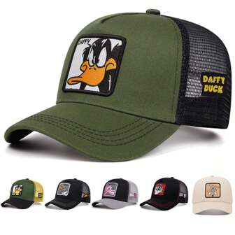 1pc Warner Bros Cartoon Embroidered Baseball Cap, Unisex Outdoor Sports Racing Mesh Trucker Hat, American Style