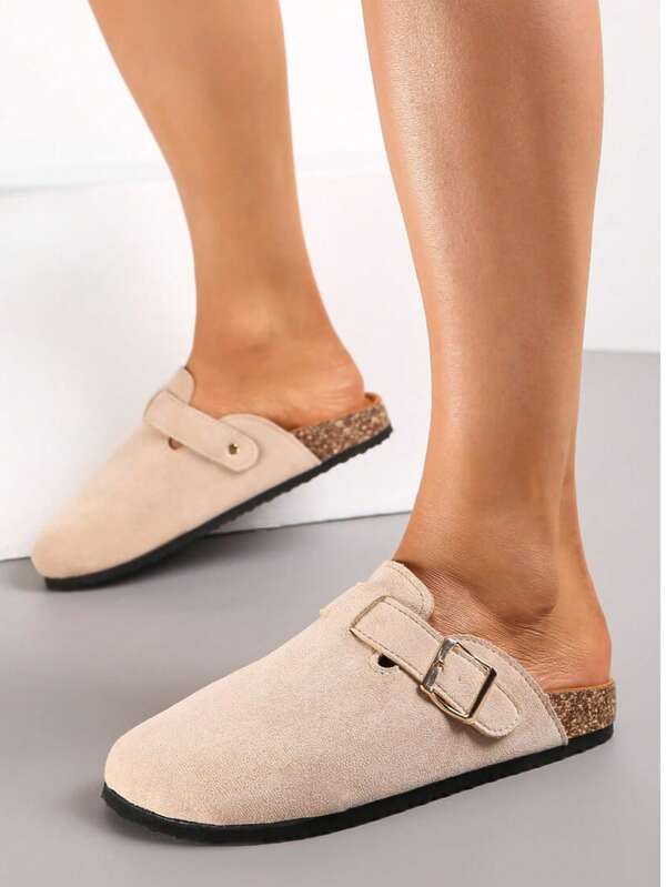 SERGIO TODZI Women's Round Toe Closed Toe Mules With Buckle Flat Shoes