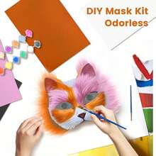 37 Pcs Therian Mask Kit White Cat Masks DIY To Paint Furry Animal Mask Therian Stuff Masquerade Cosplay Party,11552706 - 杏色 - 查看 6