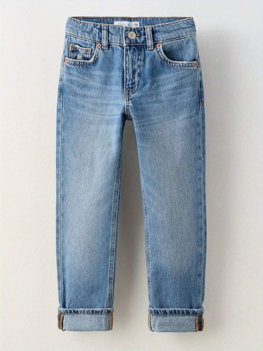 Boys' & Girls' Jeans And Casual Trousers - 2-10 Years, Fashionable & Comfortable, Machine Washable & Dry Cleanable, Regular Fit For Spring/Summer Daily Outfits - Màu xanh thép sáng - Xem 1