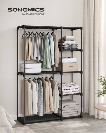 SONGMICS HOME SONGMICS Open Wardrobe, Freestanding Wardrobe Vertical Shelf, Coat Rack With Clothes Racks, Dressing Room, Bedroom, 43 X 124 X 182 Cm