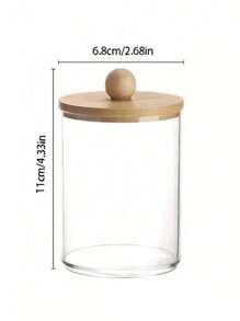 3M 1/2/3/4pcs Bamboo Lid Dispenser Holders, Fits Cleaning Sticks, Round Pads, Floss - 10oz Clear Plastic Jars, Ideal For Bathroom Organization, Vanity Cosmetics Storage