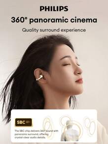 PHILIPS 飞利浦 TAT3469 蓝牙耳机，夹式 360° 环绕声，低延迟音乐和游戏，长电池寿命，智能降噪，开放式无线耳塞，兼容智能手机和笔记本电脑 - 多色 - 查看 3