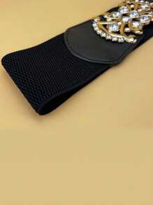 Cinto Elástico de Cintura Larga com Strass, Moda Casual, Outono, Halloween