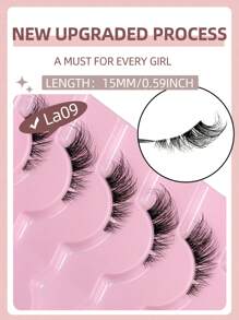 9对半睫毛自然猫眼假睫毛自然透明带状睫毛短款柔软3d仿貂睫毛纤细蓬松仿貂睫毛睫毛延长工具 - 眼尾拉長款 - 查看 5