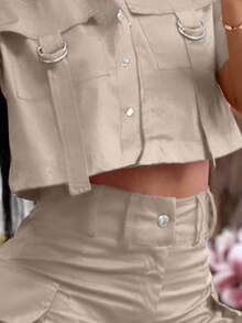 120g Conjunto de Shorts Casuais de Cor Sólida de Poliéster, Uso Externo, Feminino